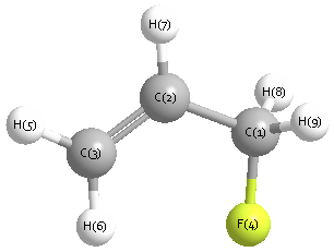 picture of Allyl Fluoride state 1 conformation 1