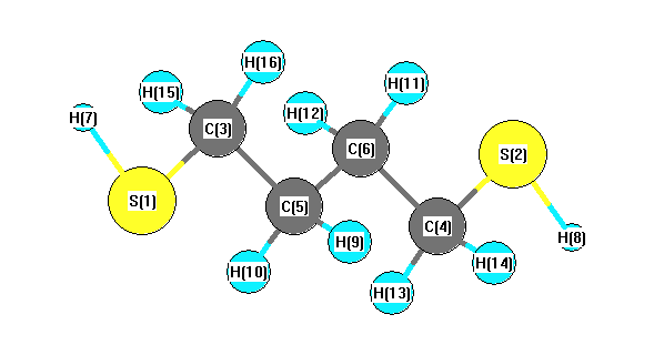 picture of 1,4-Butanedithiol state 1 conformation 1