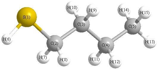 picture of 1-Butanethiol state 1 conformation 1