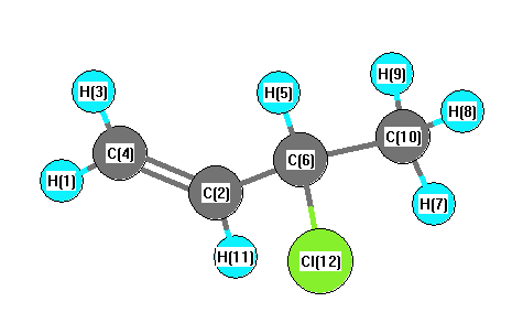picture of 1-Butene, 3-chloro- state 1 conformation 1