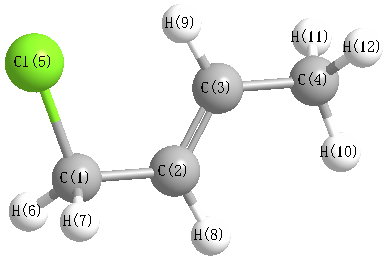picture of 2-Butene, 1-chloro- state 1 conformation 1