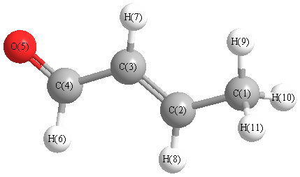 picture of 2-Butenal state 1 conformation 1