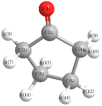 picture of Cyclopentanone state 1 conformation 1