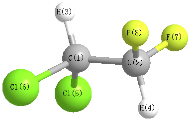 picture of 1,1-dichloro-2,2-difluoroethane state 1 conformation 1