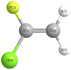 picture of 1-chloro-1-fluoroethylene state 1 conformation 1