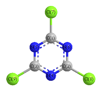 picture of 1,3,5-Triazine, 2,4,6-trichloro- state 1 conformation 1