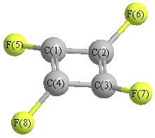 picture of tetrafluorcyclobutadiene state 1 conformation 1
