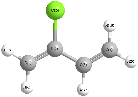 picture of 1,3-Butadiene, 2-chloro- state 1 conformation 1