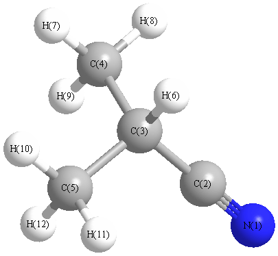 picture of Propanenitrile, 2-methyl- state 1 conformation 1