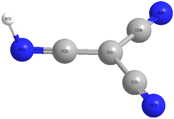 picture of Dicyanoketenimine state 1 conformation 1