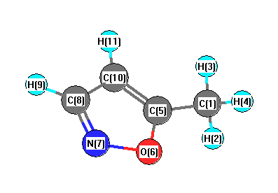 picture of Isoxazole, 5-methyl- state 1 conformation 1