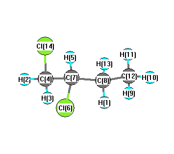 picture of Butane, 1,2-dichloro- state 1 conformation 1