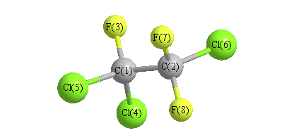picture of Ethane, 1,1,2-trichloro-1,2,2-trifluoro- state 1 conformation 1