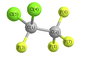 picture of 1,1-Dichlorotetrafluoroethane state 1 conformation 1