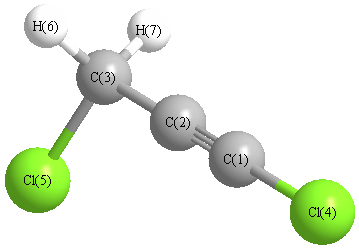 picture of 1,3-dichloropropyne state 1 conformation 1