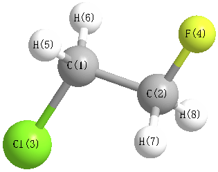 picture of Ethane, 1-chloro-2-fluoro- state 1 conformation 1