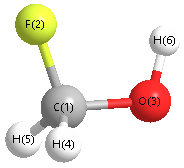 picture of fluoromethanol state 1 conformation 1