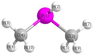 picture of dimethylphosphine state 1 conformation 1