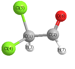 picture of dichloroacetaldehyde state 1 conformation 1