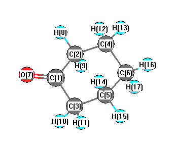 picture of cyclohexanone state 1 conformation 1