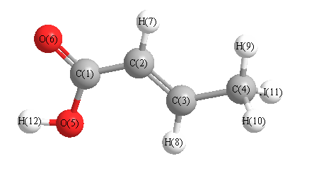 picture of Crotonic Acid state 1 conformation 1