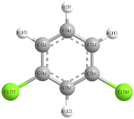 picture of 1,3-dichlorobenzene state 1 conformation 1