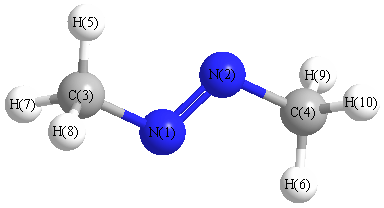 picture of (E)-1,2-Dimethyldiazene state 1 conformation 1