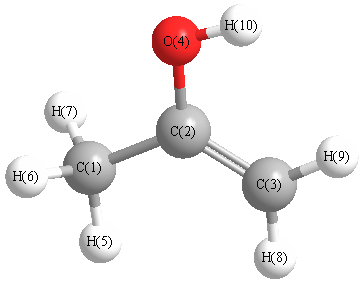 picture of Acetone enol state 1 conformation 1