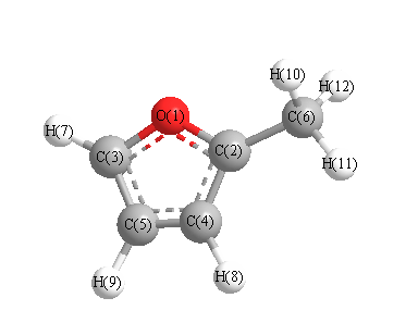 picture of 2-methylfuran state 1 conformation 2