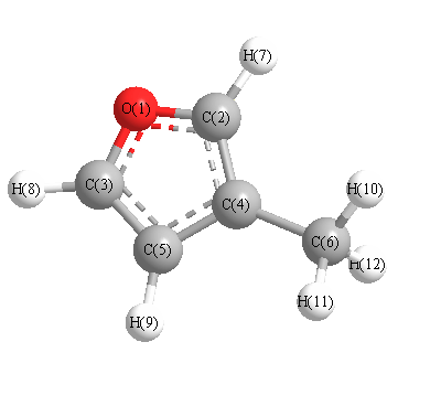 picture of 3-Methylfuran state 1 conformation 1