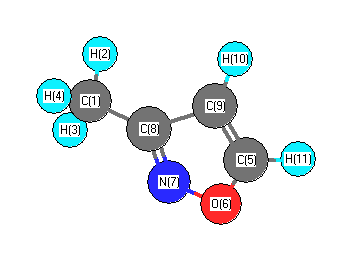 picture of 3-Methylisoxazole state 1 conformation 1