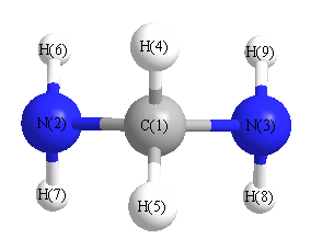 picture of diaminomethane state 1 conformation 1