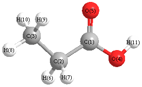 picture of Propanoic Acid state 1 conformation 1