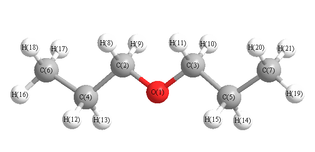 picture of di-n-propyl ether state 1 conformation 1