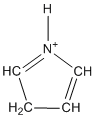 sketch of pyrrole, beta-protonated