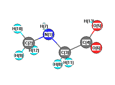 picture of Sarcosine state 1 conformation 1