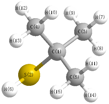 picture of 2-Propanethiol, 2-methyl- state 1 conformation 1