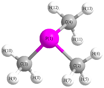 picture of trimethylphosphine state 1 conformation 1
