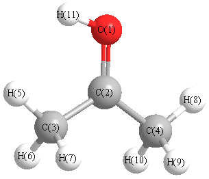 picture of acetone, protonated