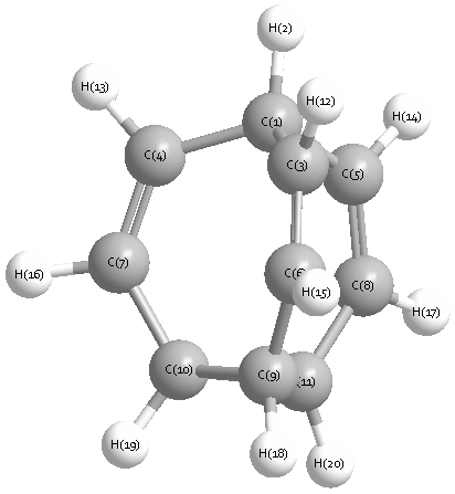picture of bullvalene state 1 conformation 1