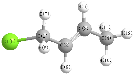 picture of 2-Butene, 1-chloro- state 1 conformation 2