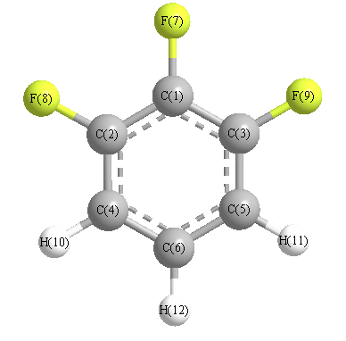 picture of Benzene trifluoride 123 state 1 conformation 1