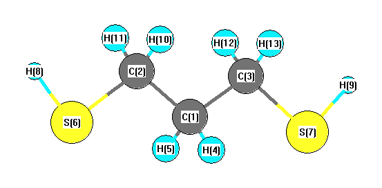 picture of 1,3-Propanedithiol state 1 conformation 1