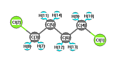 picture of 1,4-Dichlorobutane state 1 conformation 1