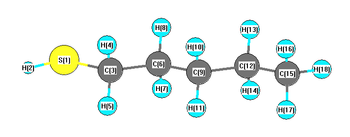 picture of 1-Pentanethiol state 1 conformation 1