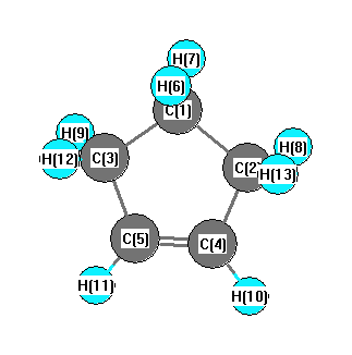 picture of Cyclopentene state 1 conformation 1