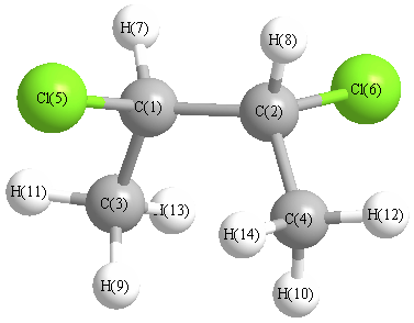 picture of Butane, 2,3-dichloro-, (r*,r*)-(.+/-.)- state 1 conformation 1