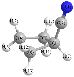 picture of Cyclobutanecarbonitrile state 1 conformation 1