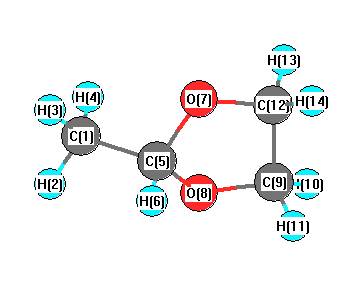 picture of 1,3-Dioxolane, 2-methyl- state 1 conformation 1