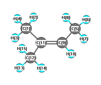 picture of 2-Butene, 2-methyl- state 1 conformation 1